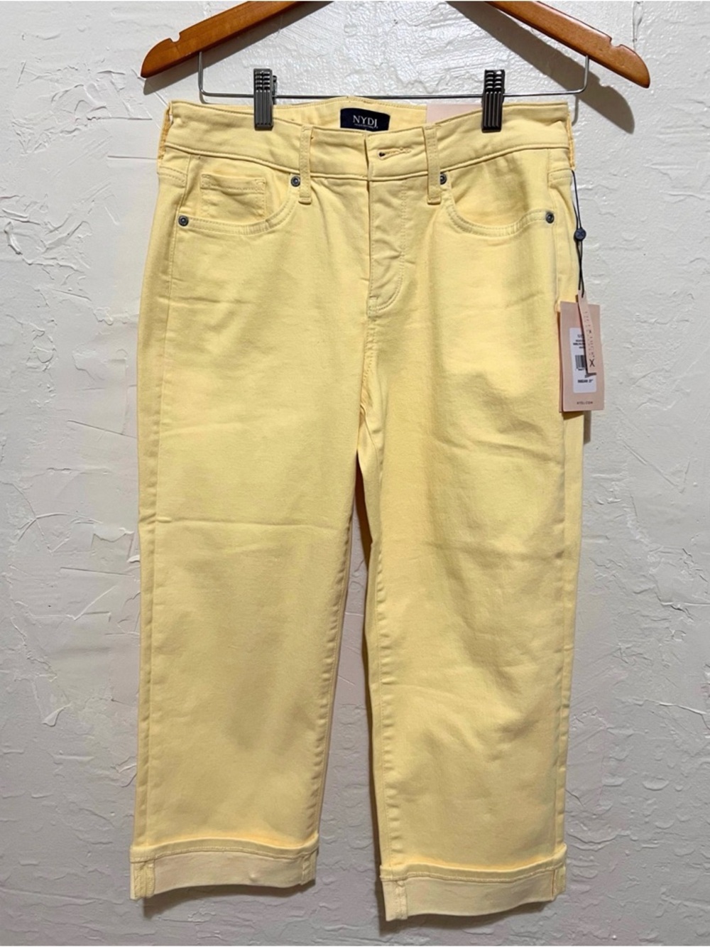 NYDJ Yellow Cropped Jeans Women’s Size 2 Lift Tuck Technology Spring Denim NWT - Picture 3 of 11